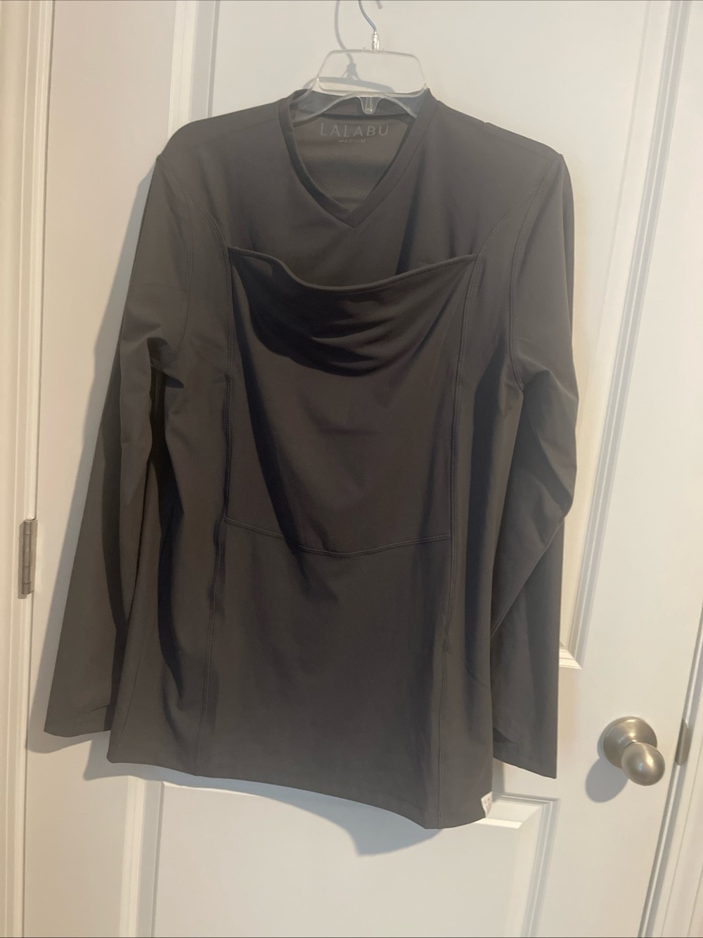 Men Long Sleeve Dad V Neck Top- Dark Gray Long Sleeves